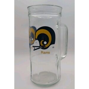 Vintage Los Angeles Rams Beer Mug NFL Football Clear Glass Handle 7"